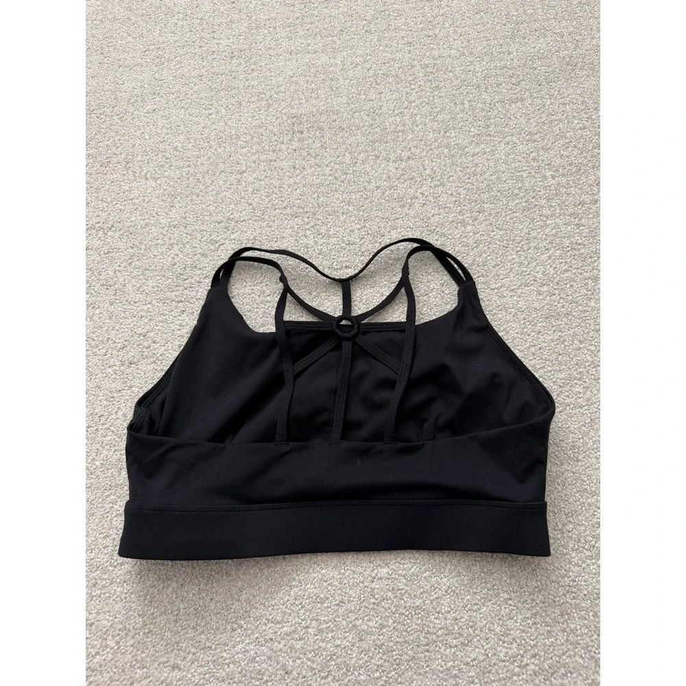 Sol & Mane alexandria Womens Strappy Back Sports Bra Black Large Yoga Activewear
